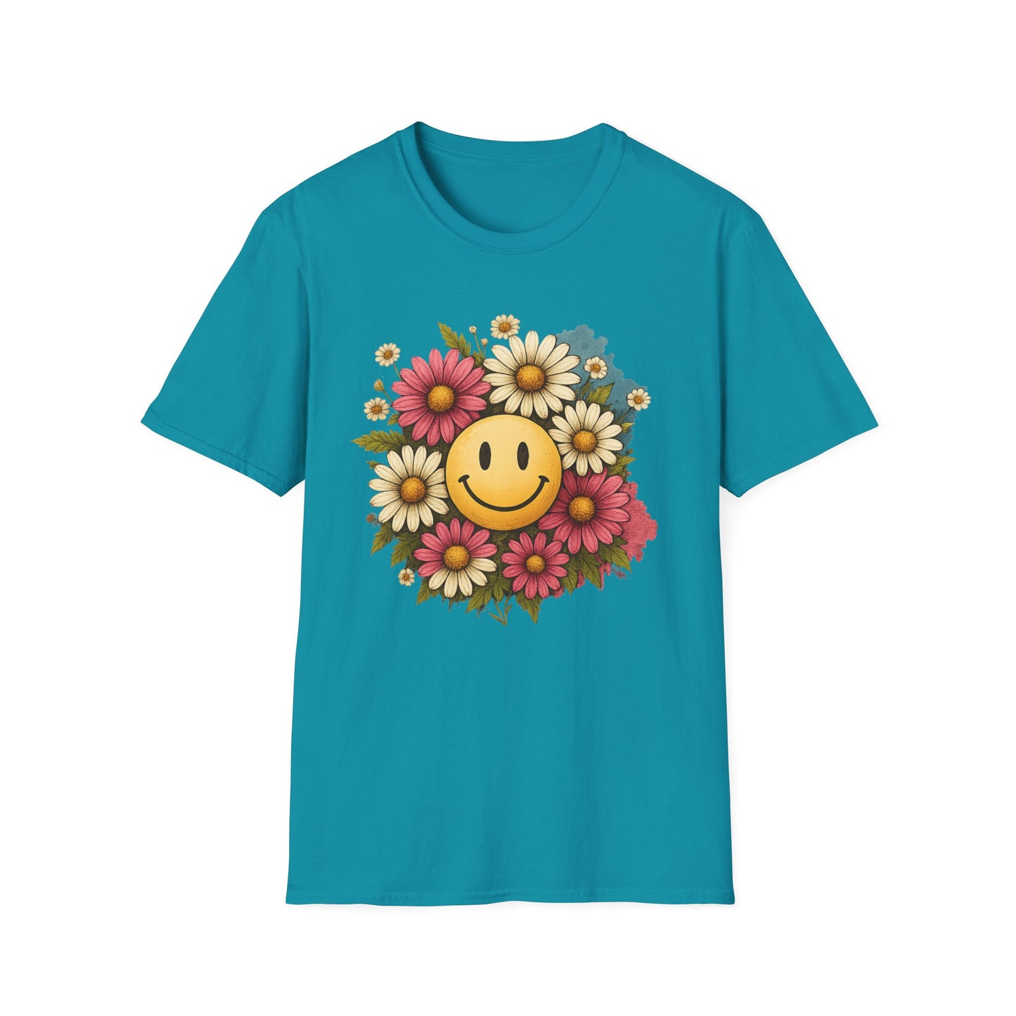 Smiley Face with Flowers T-Shirt